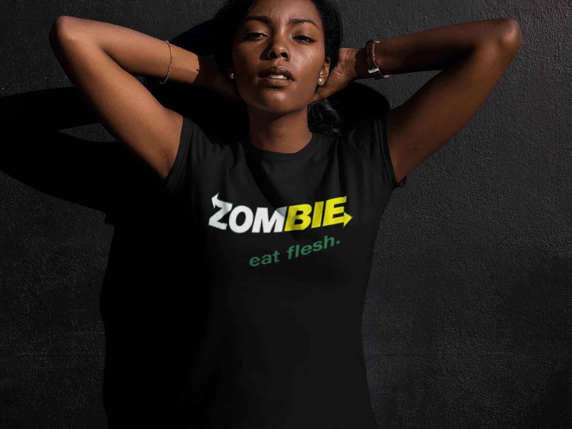 Funny Logo T-shirt Zombie Eat Fresh Short Sleeve Ultra Soft Cotton Crew Neck Unisex Top