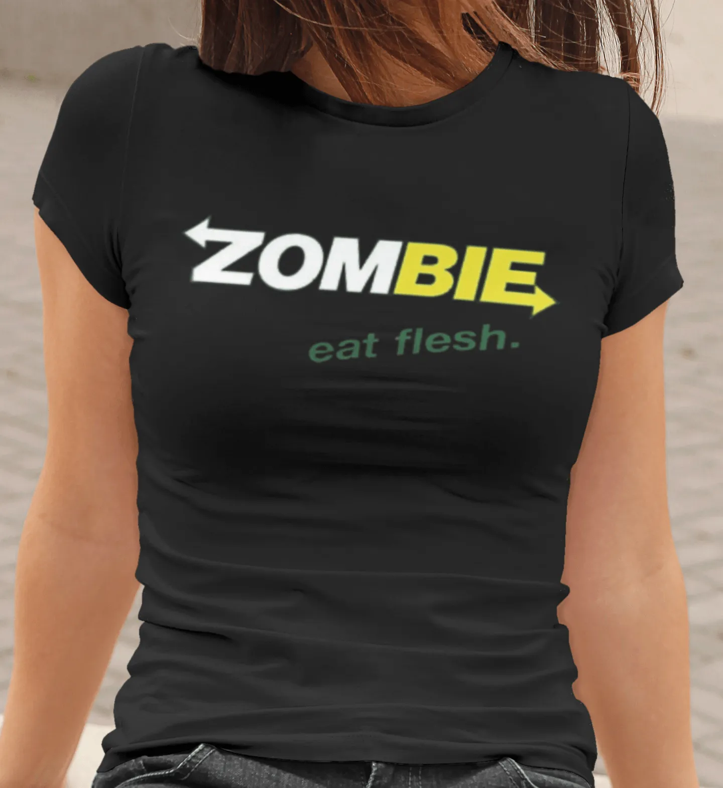 Funny Logo T-shirt Zombie Eat Fresh Short Sleeve Ultra Soft Cotton Crew Neck Unisex Top