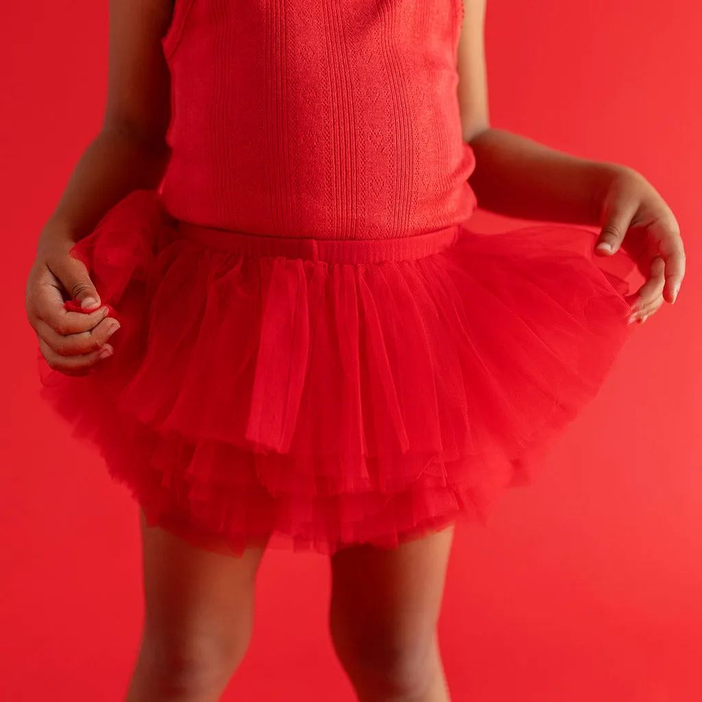 Garnet Red Tulle Skort