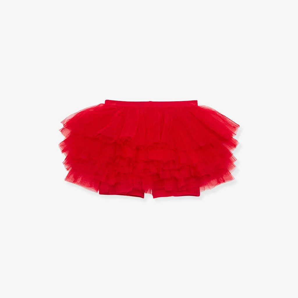 Garnet Red Tulle Skort