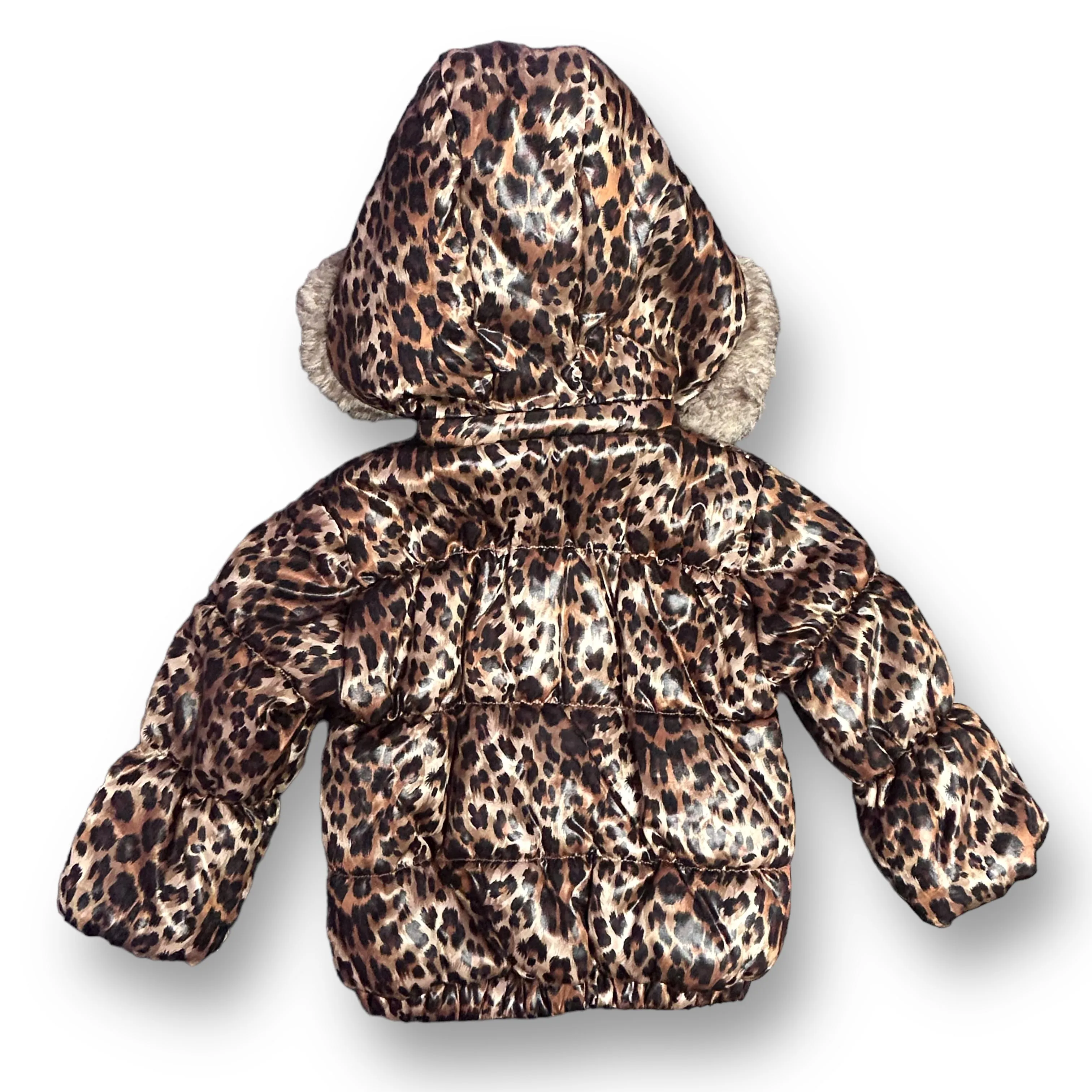 Girls Juicy Couture Size 18 Months Leopard Print Faux Fur Hooded Winter Coat