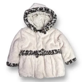 Girls Rothschild Size 4T Ivory Faux Fur Leopard Print Hood Winter Coat