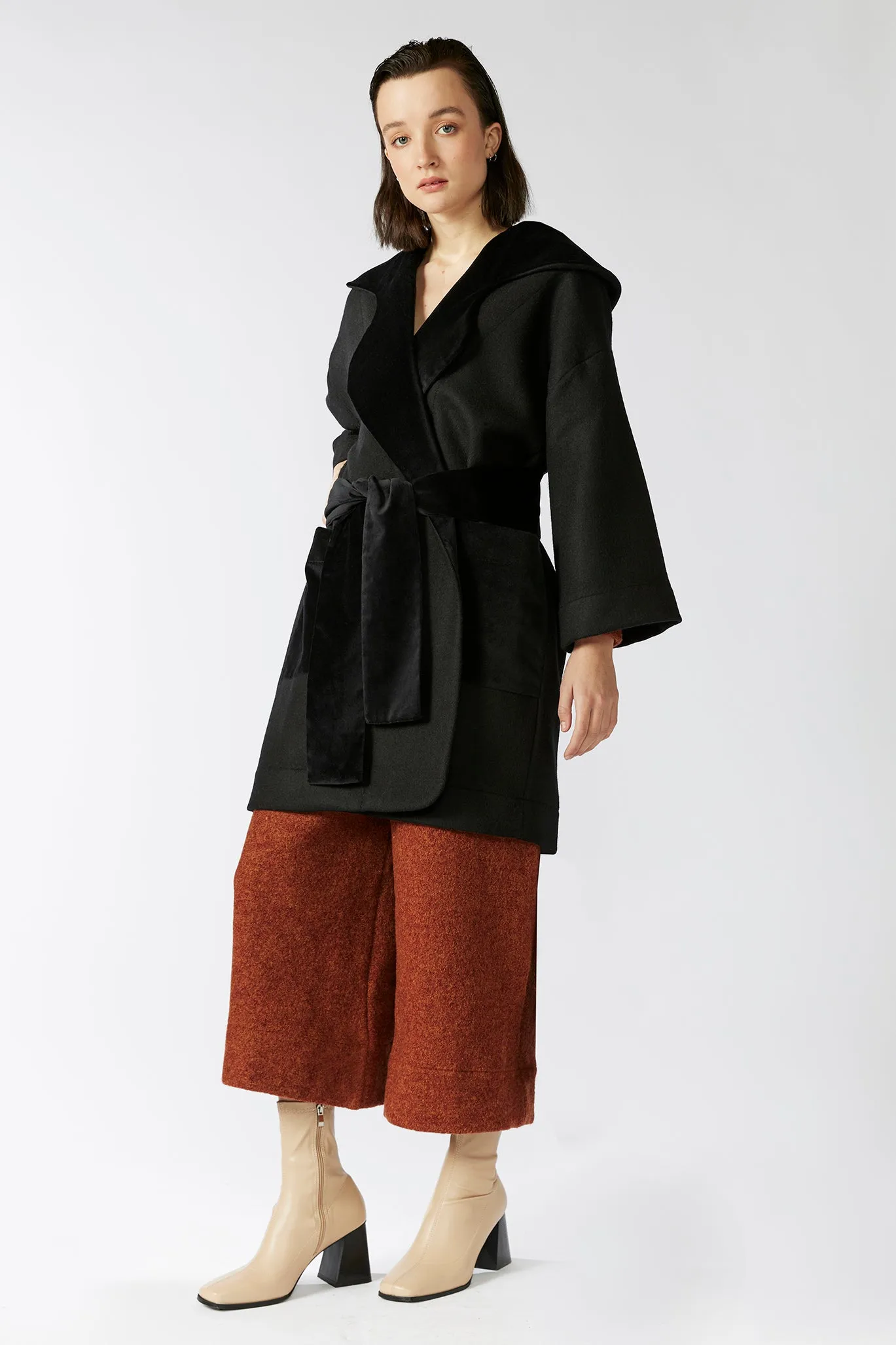 GLAZE COAT [ Black Wool, Velvet ]