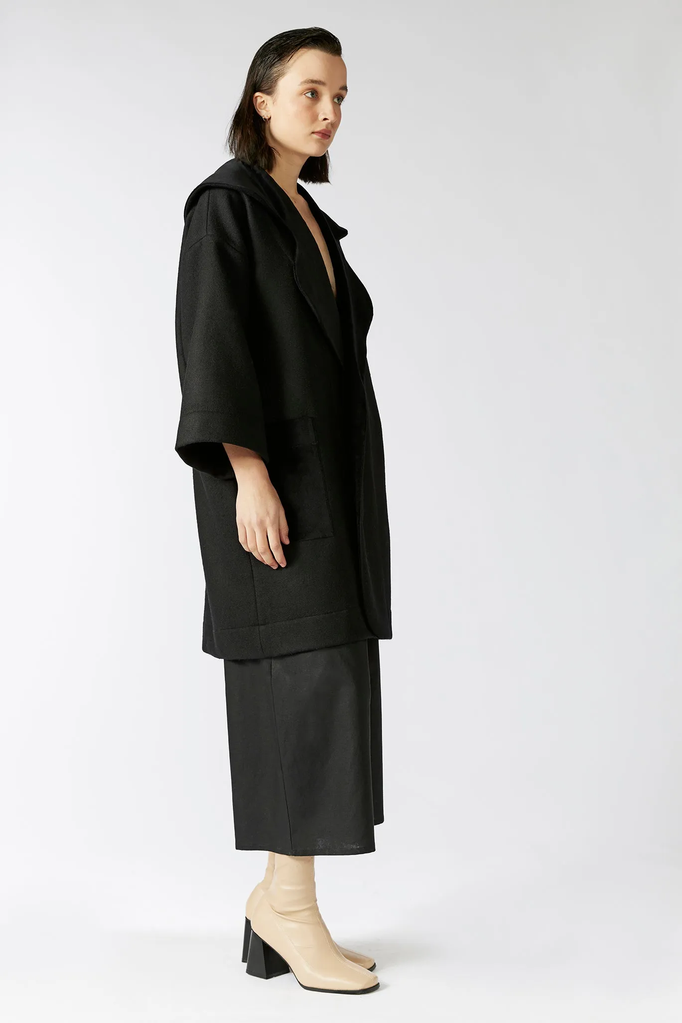 GLAZE COAT [ Black Wool, Velvet ]