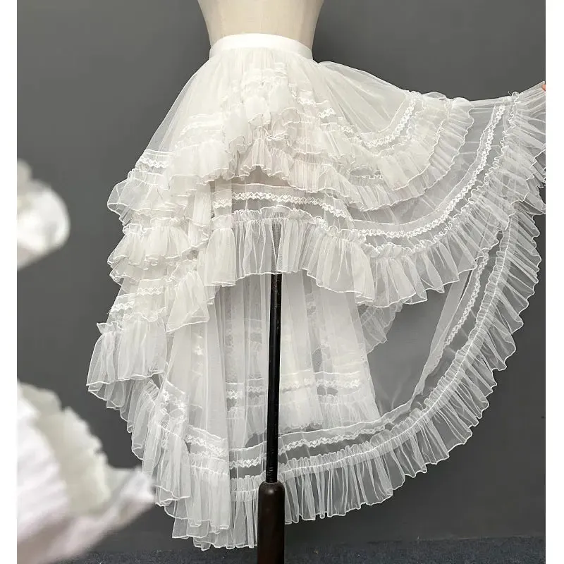 Gothic Lolita Underskirt High Low Ruffled Skirt