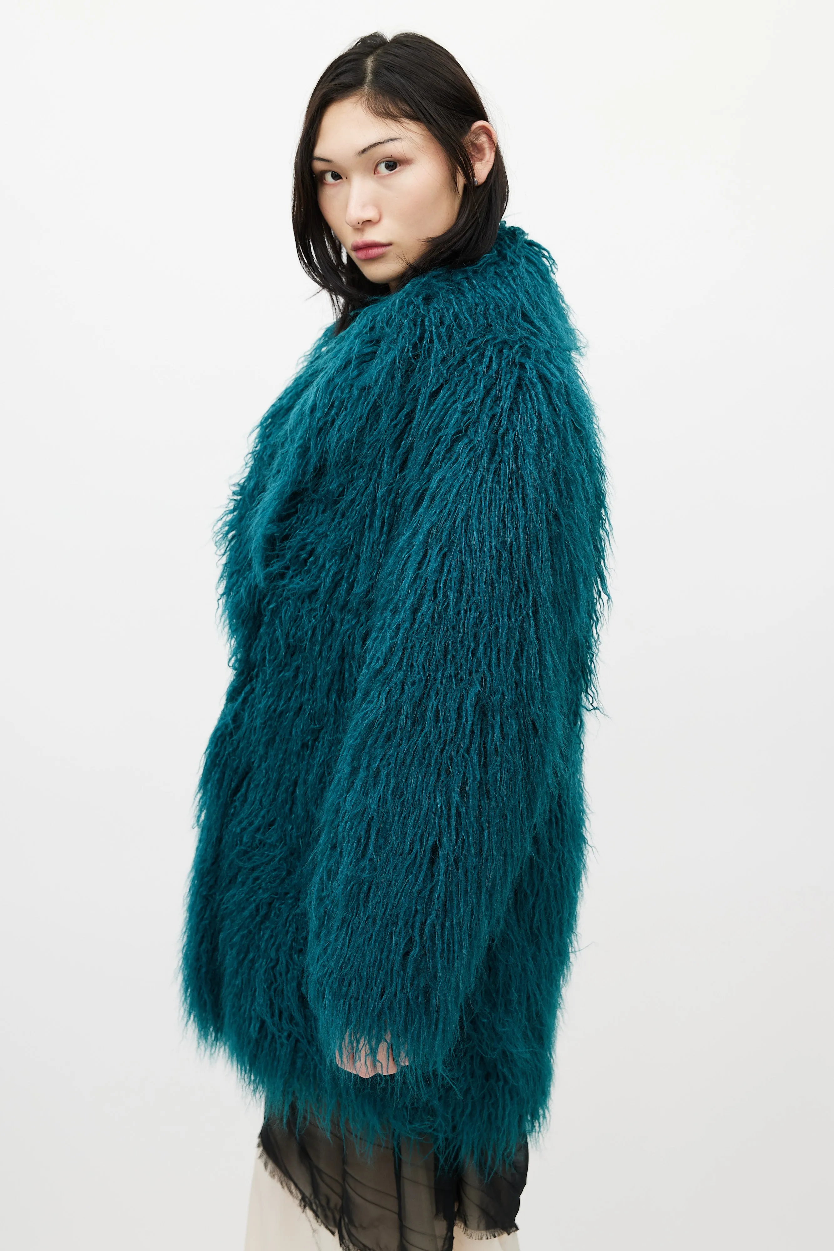 Green Faux Fur Coat