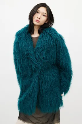 Green Faux Fur Coat