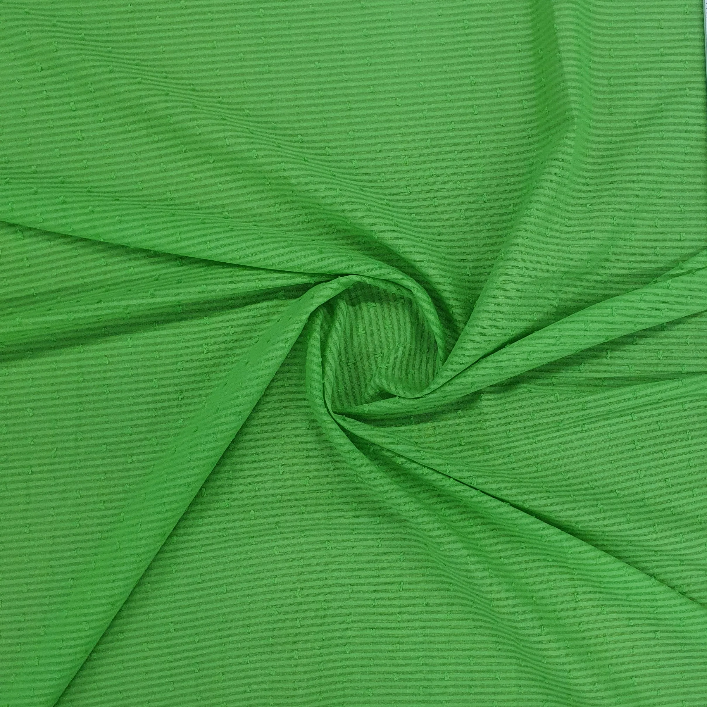 Green Solid Jacquard Cotton Fabric, Plain Weave 48 Inches, TU-1977