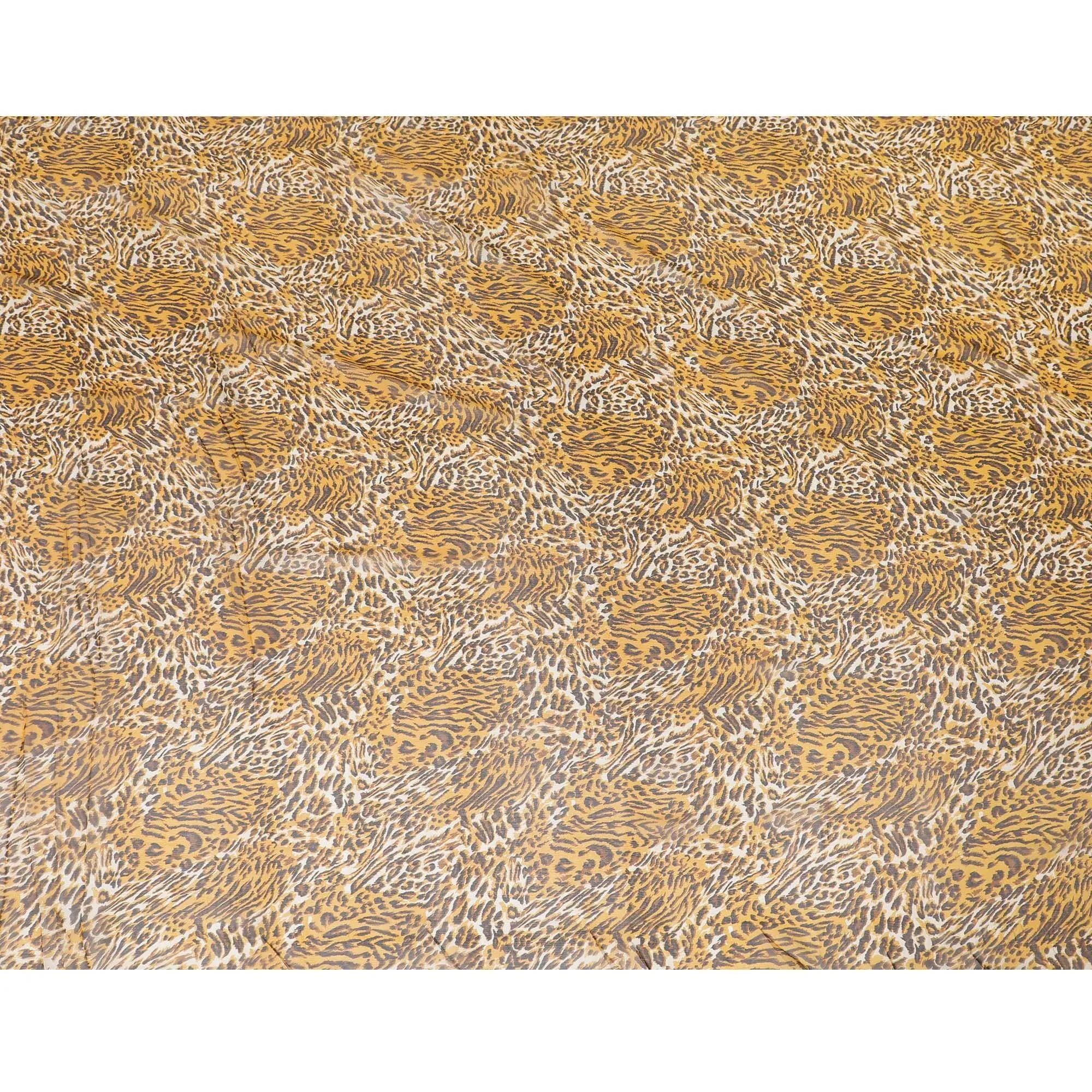 Grey pure silk chiffon fabric with black and mustard yellow print in animal skin design-D9304