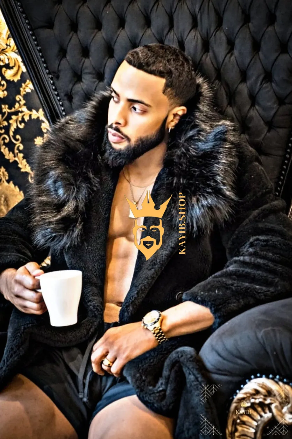 Handmade Men's Teddy Designer Coat - Stay Warm and Stylish in Extreme Cold Temperatures - Crafted from High-Quality Fur