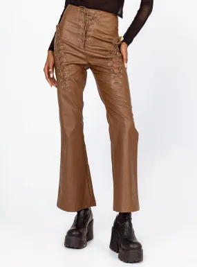 Harvey PU Pants Brown