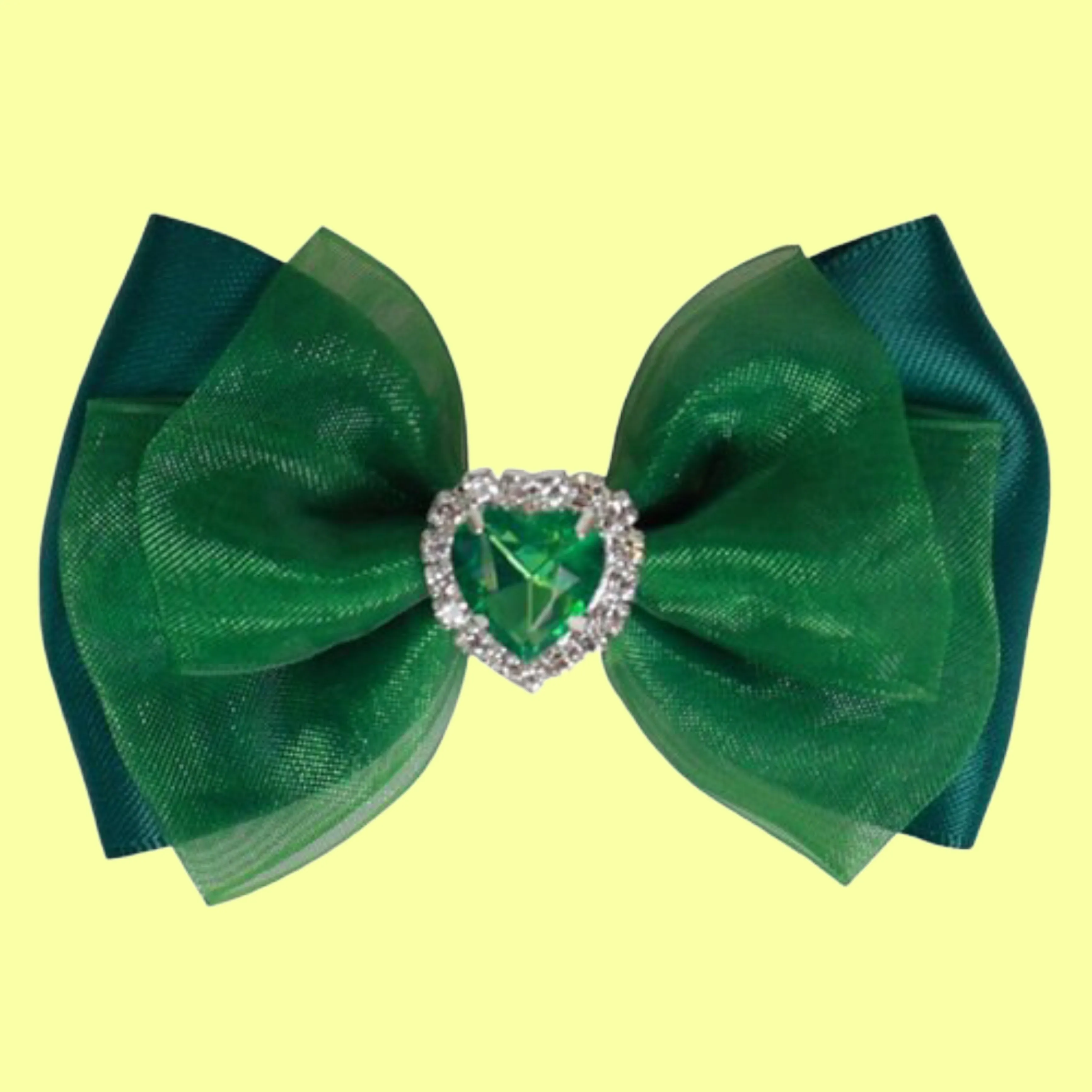 Heart Jewel Hair Bow Clip