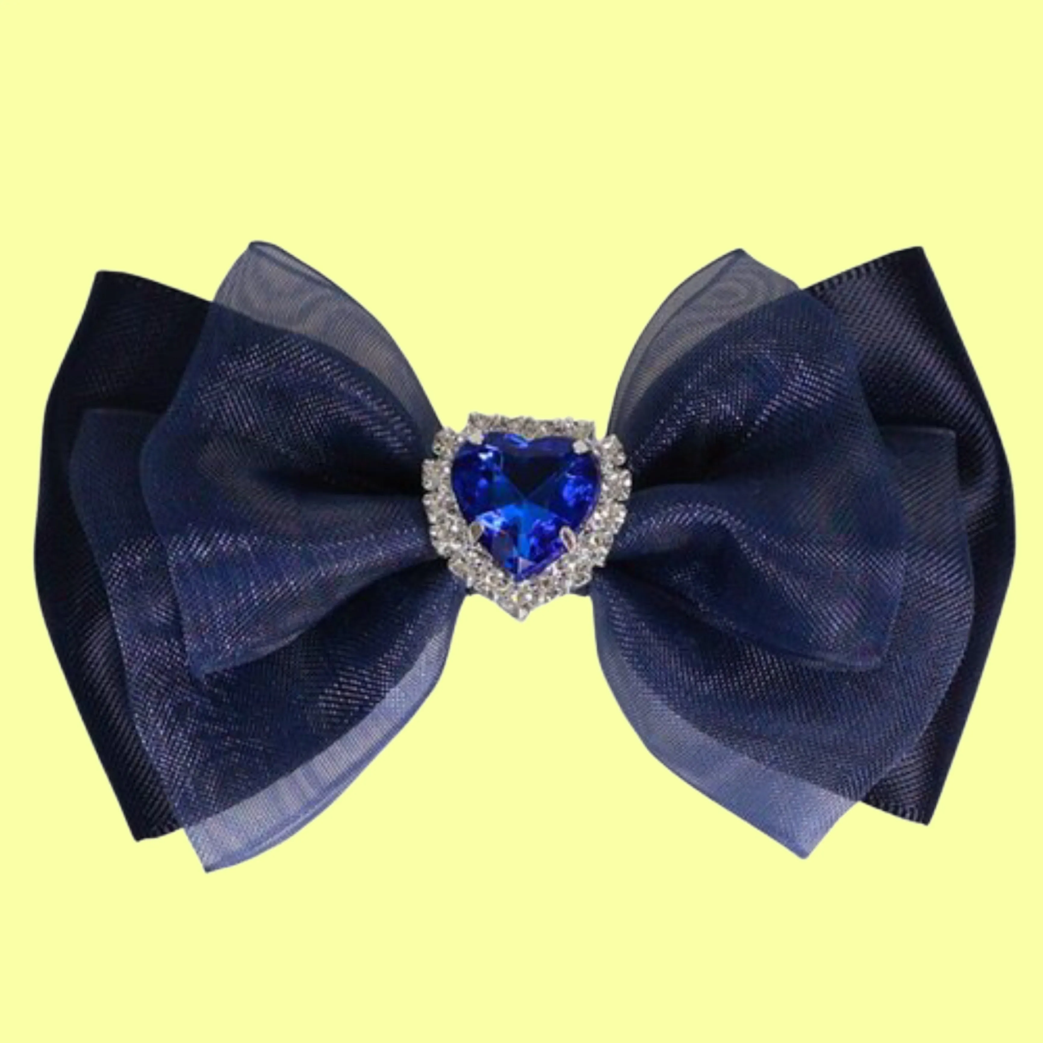 Heart Jewel Hair Bow Clip