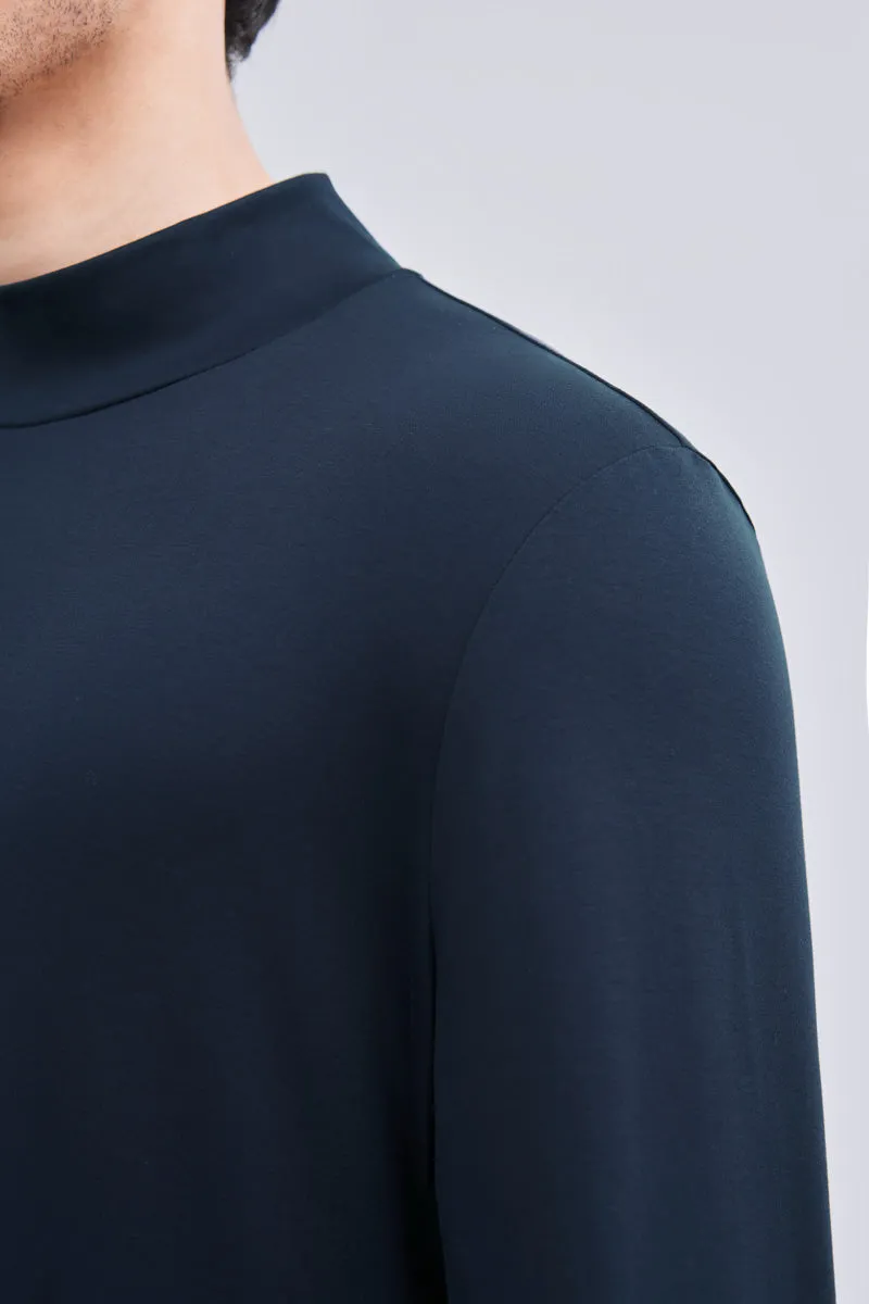 HeatGuard Mock Neck Long Sleeve T-Shirt | Navy NNY096