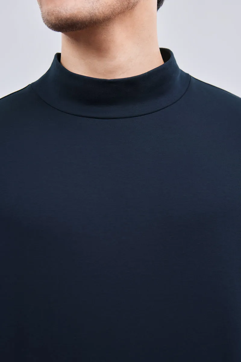 HeatGuard Mock Neck Long Sleeve T-Shirt | Navy NNY096