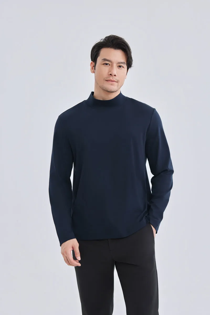 HeatGuard Mock Neck Long Sleeve T-Shirt | Navy NNY096