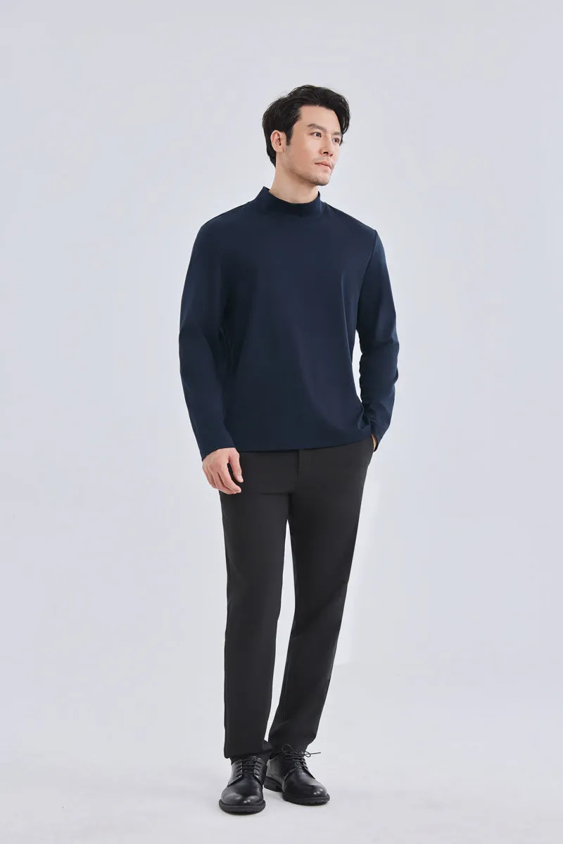 HeatGuard Mock Neck Long Sleeve T-Shirt | Navy NNY096