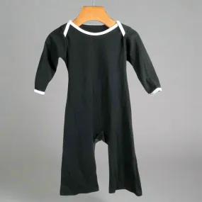 Infant Solid Cotton Knit Baby Union Suit With Black Binding | MoonEaze™