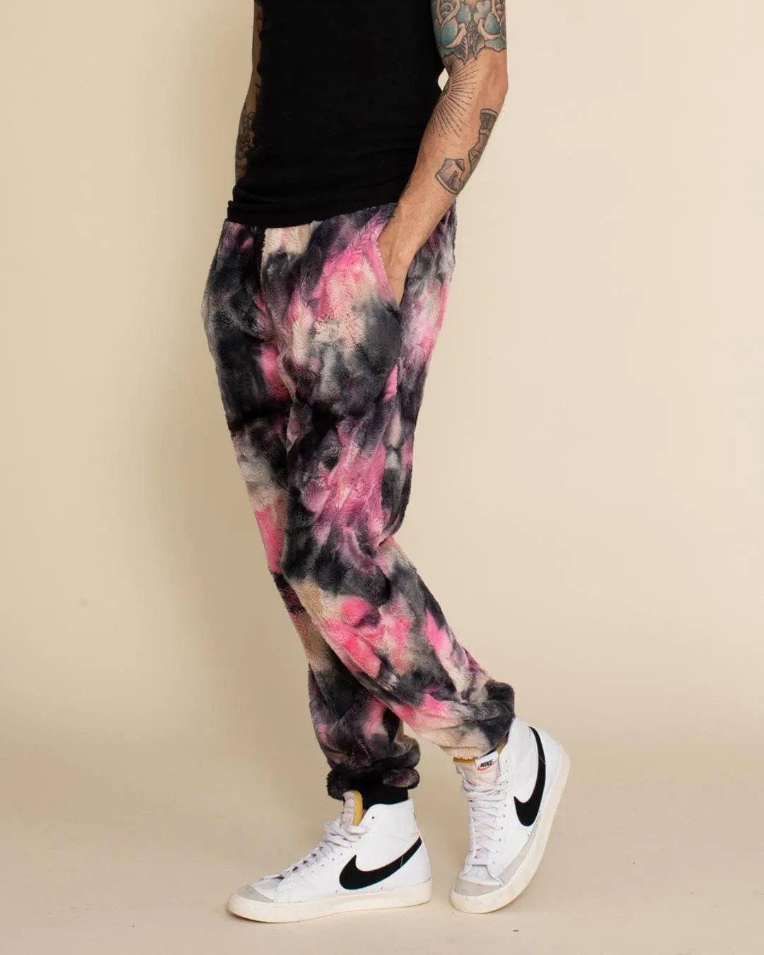 Ink Spotted Leopard ULTRA SOFT Faux Fur Sweatpants | Men's