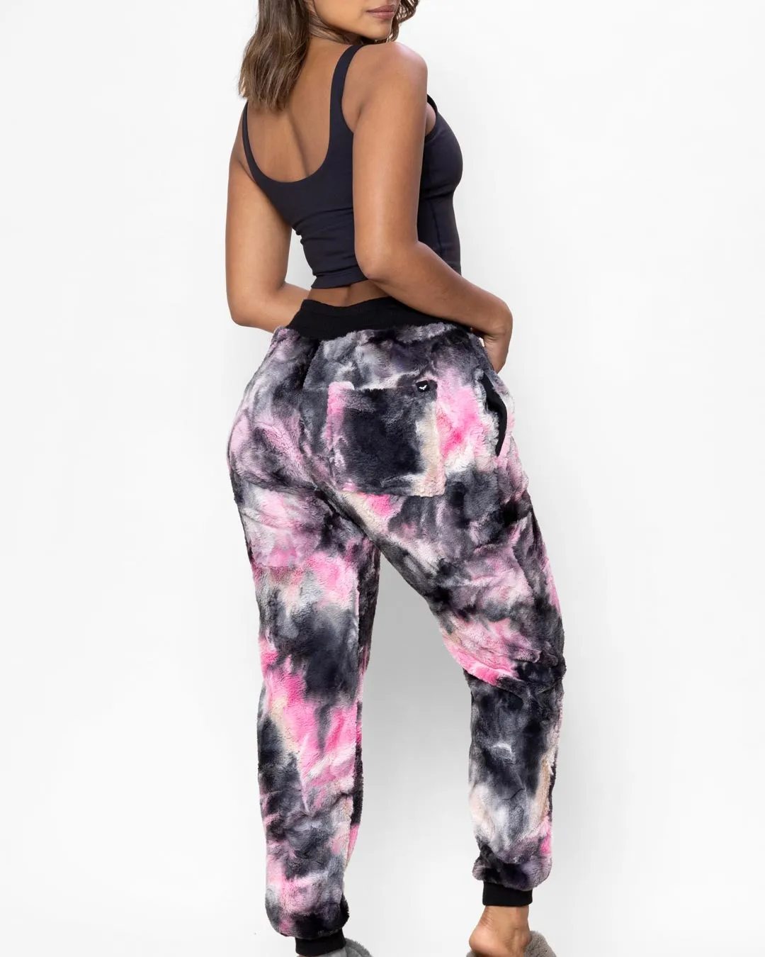 Ink Spotted Leopard ULTRA SOFT Faux Fur Sweatpants | Women's