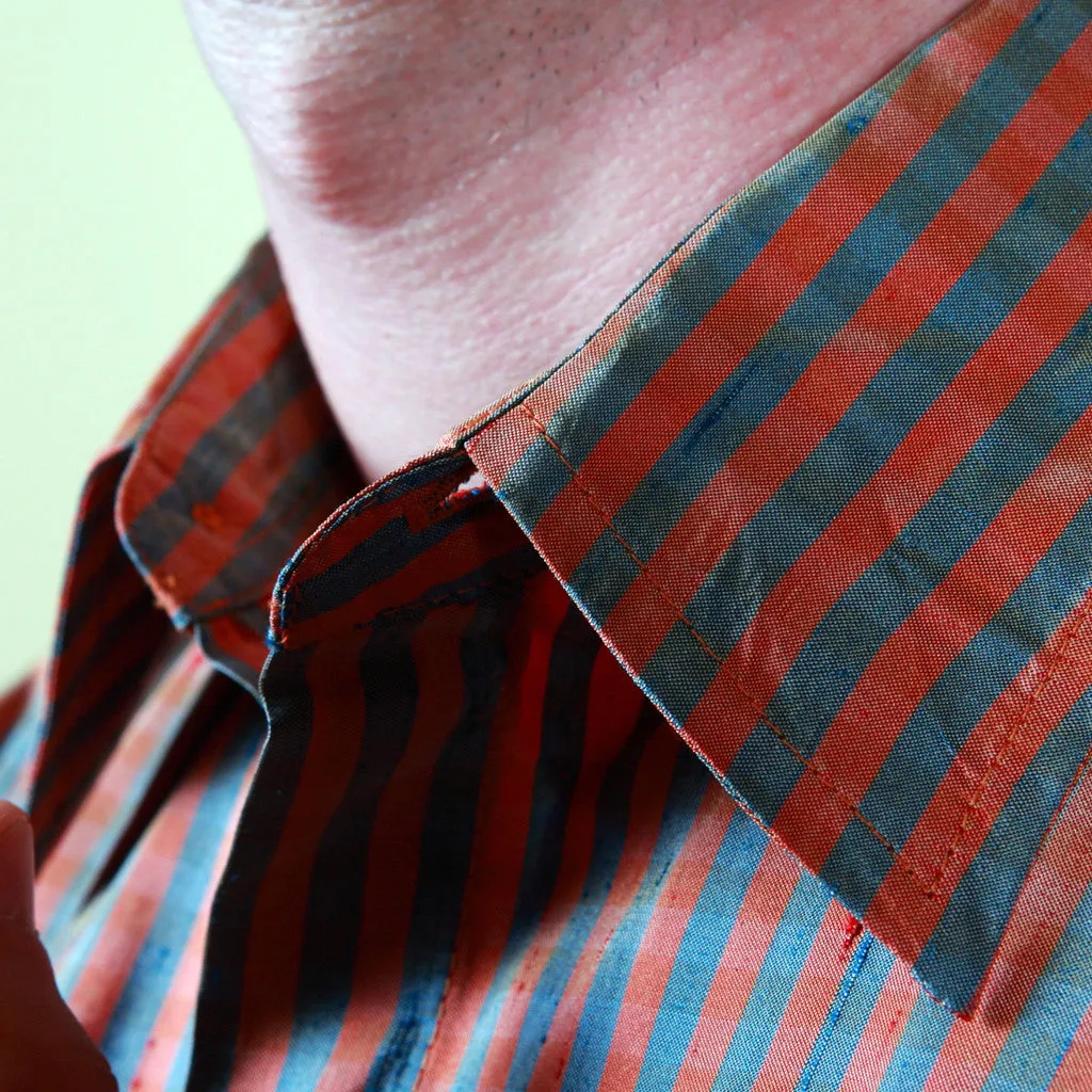 Jodhpur Orange and Grey Striped Men's Silk Shirt