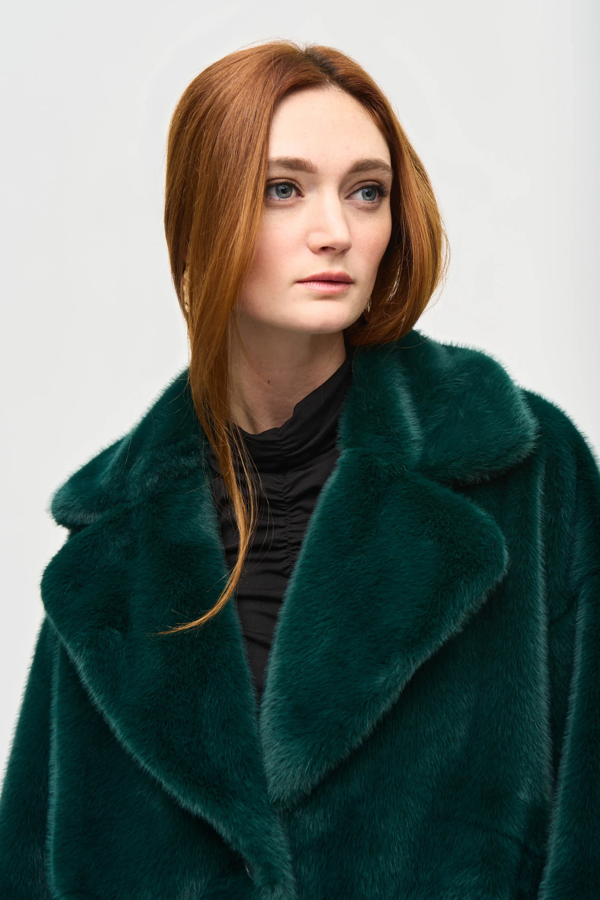 Joseph Ribkoff - Absolute Green Faux Fur Straight Coat 🇨🇦