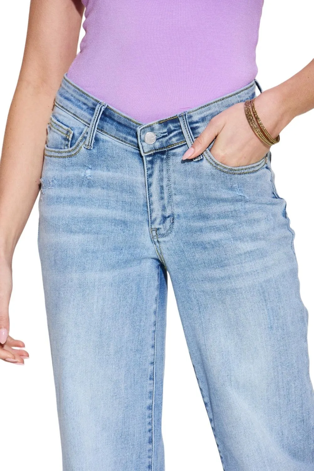 Judy Blue Full Size V Front Waistband Straight Jeans