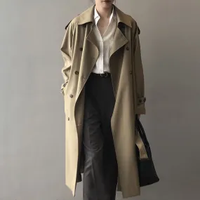 Korean Fashion Trench Coat For Women Lapel Long Sleeve Double Breasted Elegant Windcoats Female Autumn Clothing