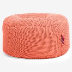 Large Round Pouffe - Ellos Knitted Coral Pink