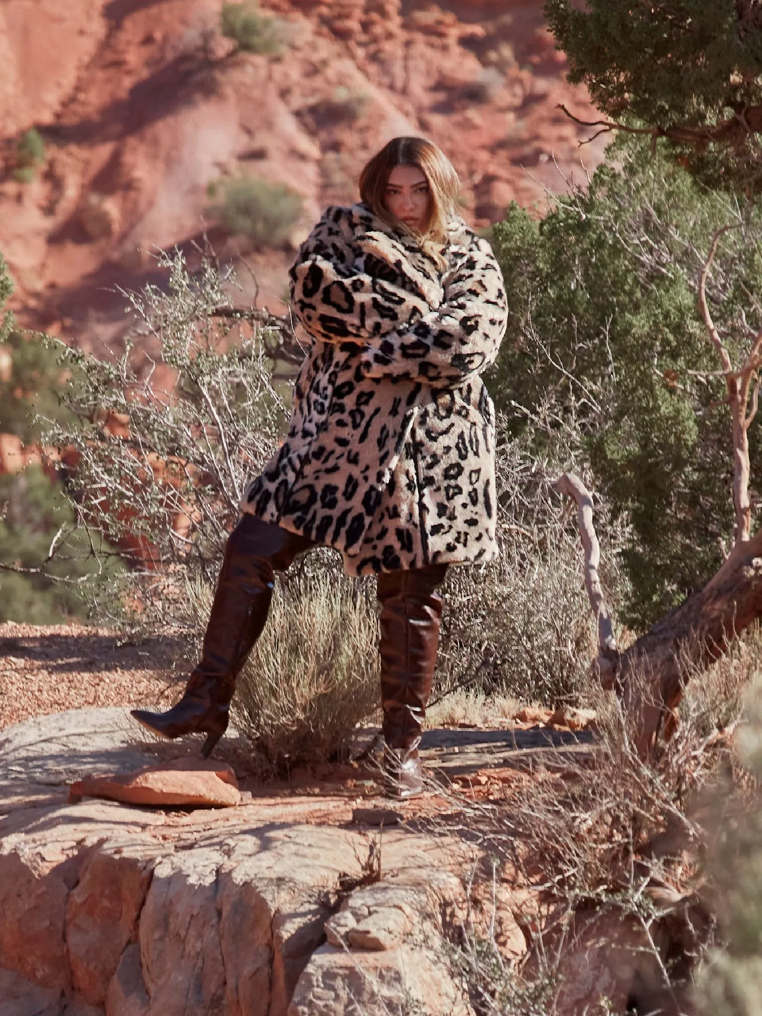 Leandra Leopard Faux Fur Coat