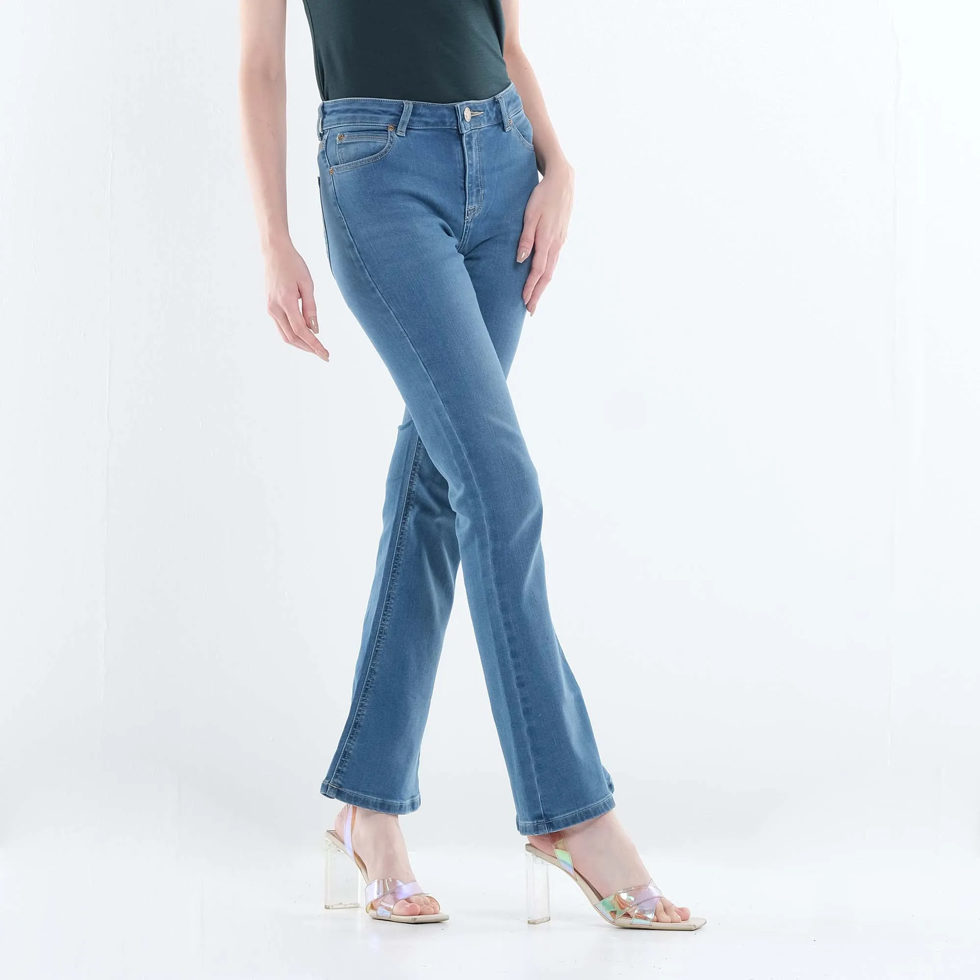 LEE WOMENS FLARE DENIM JEANS IN JADED