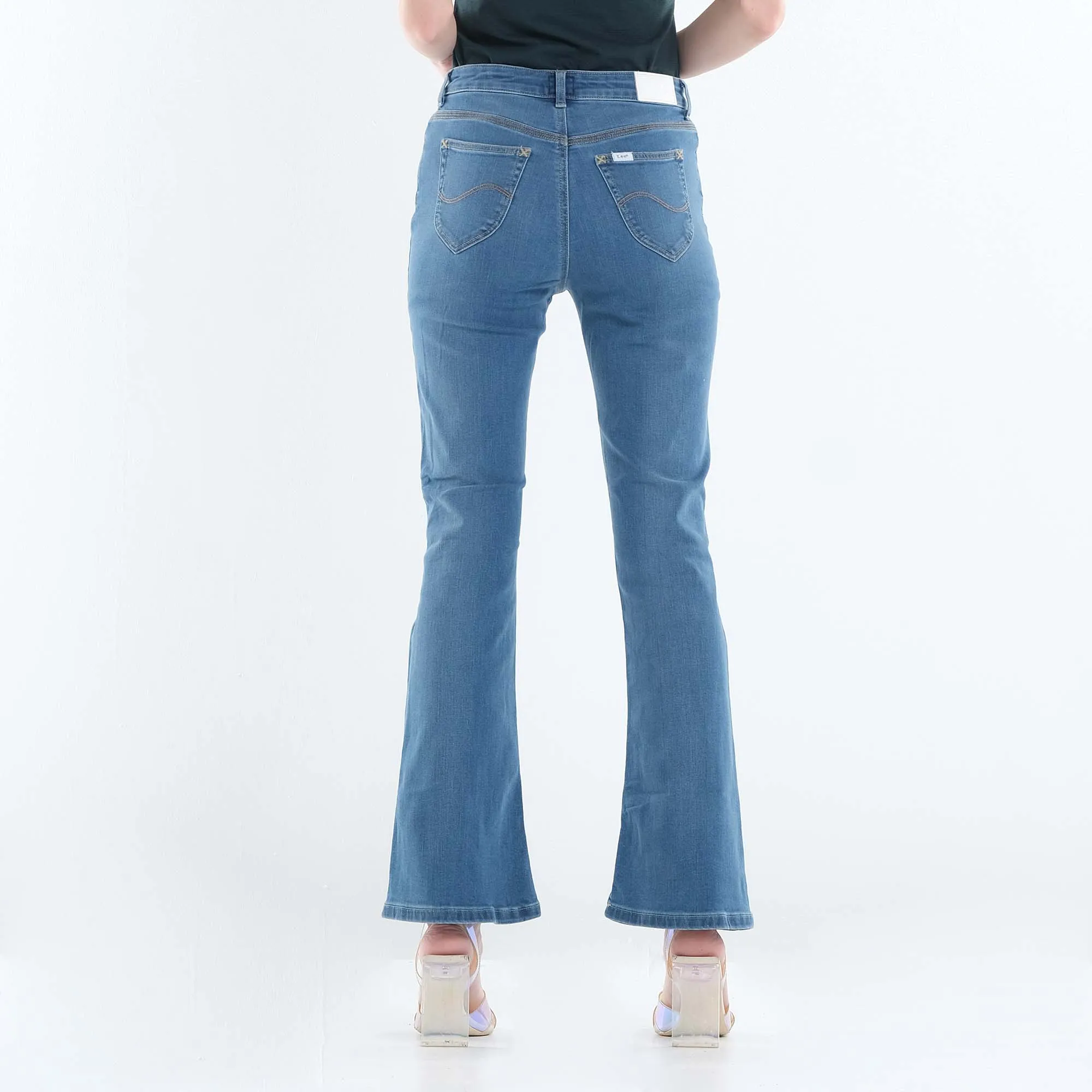 LEE WOMENS FLARE DENIM JEANS IN JADED