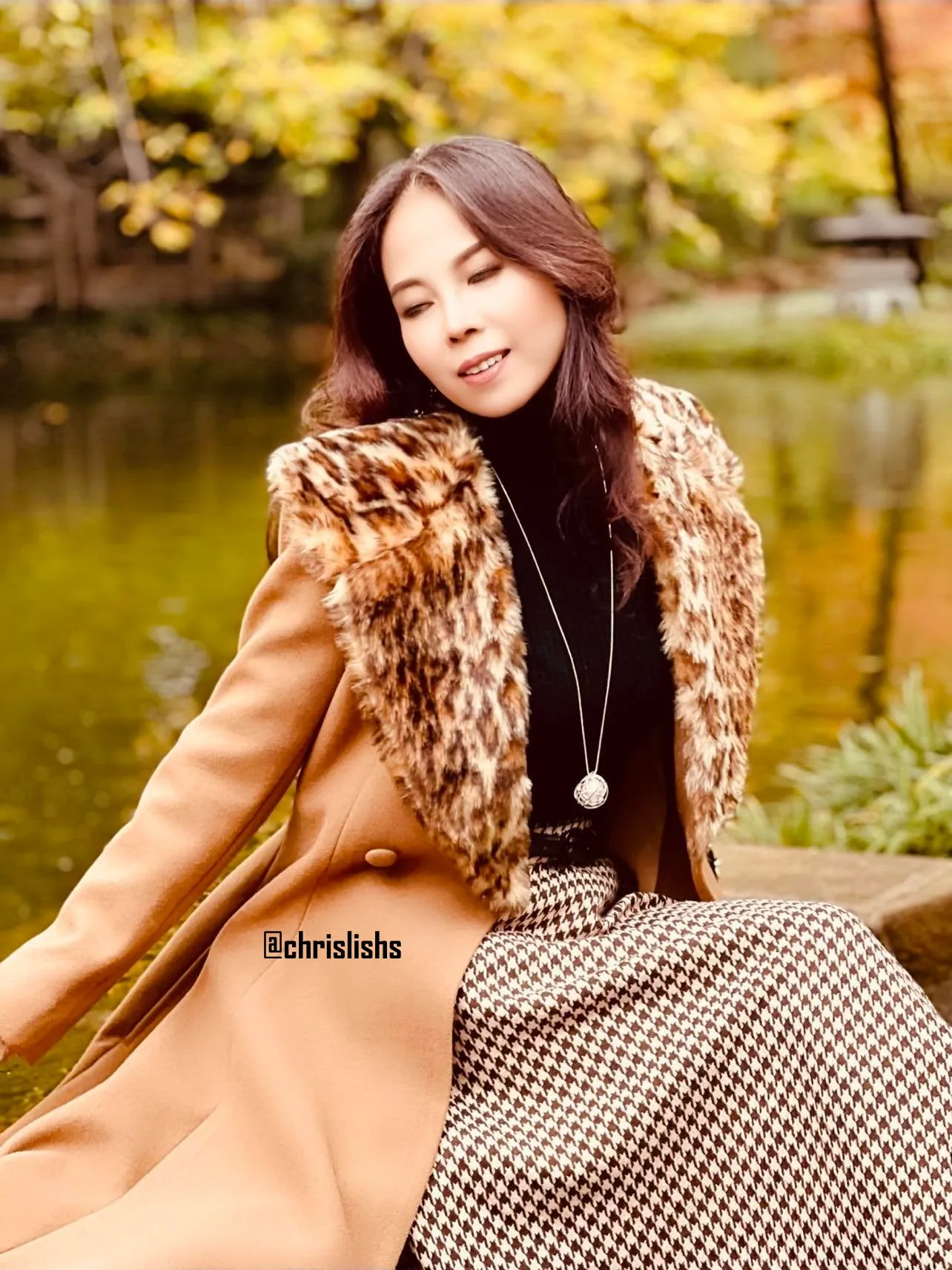 Leopard Coat in Brown Leopard fur neck collar