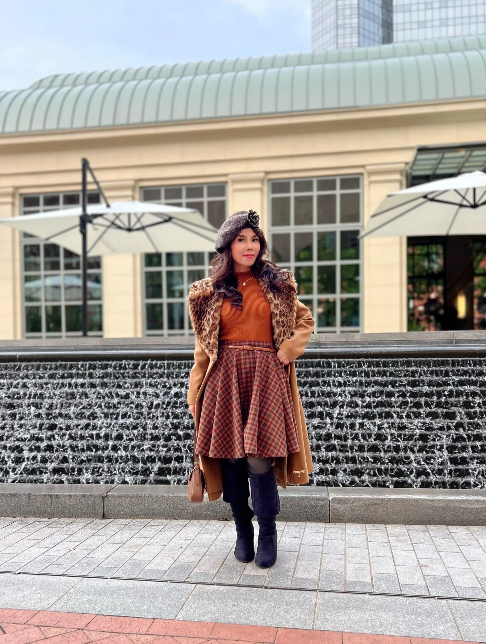 Leopard Coat in Brown Leopard fur neck collar