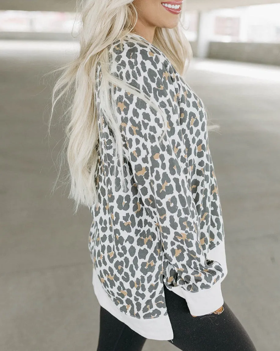 Leopard Solid Trim Top