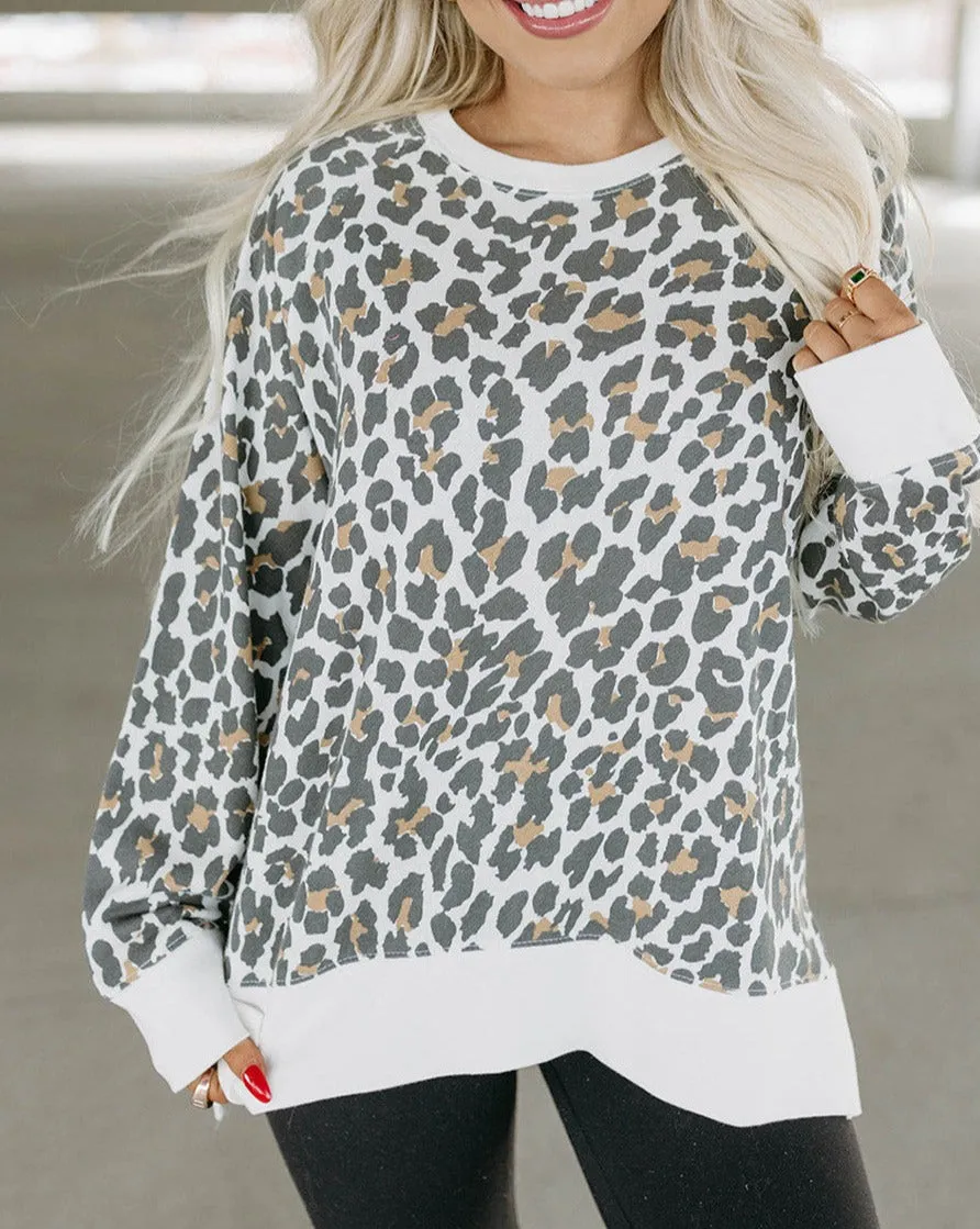 Leopard Solid Trim Top