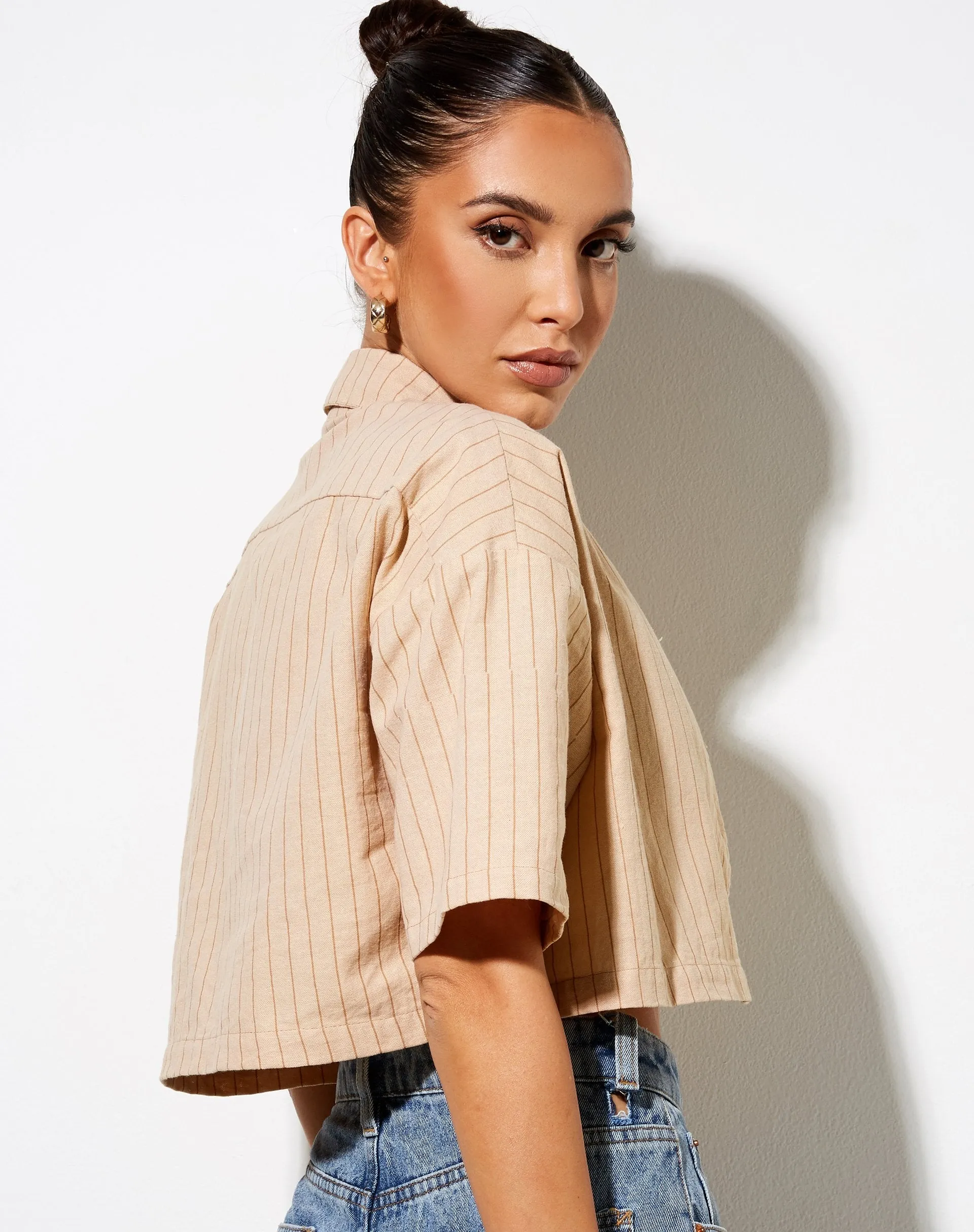 Marka Crop Top in Pencil Stripe