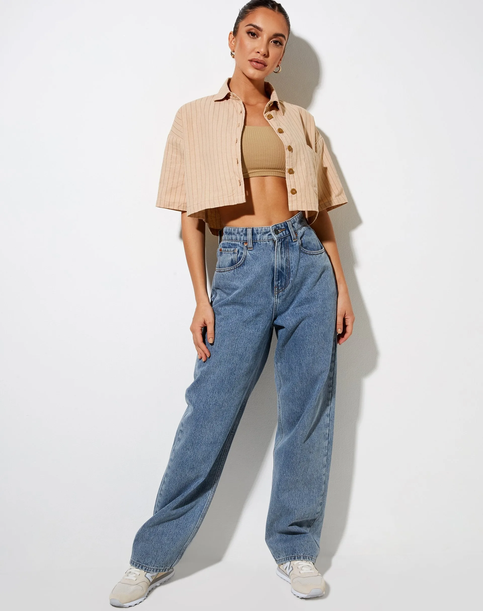 Marka Crop Top in Pencil Stripe