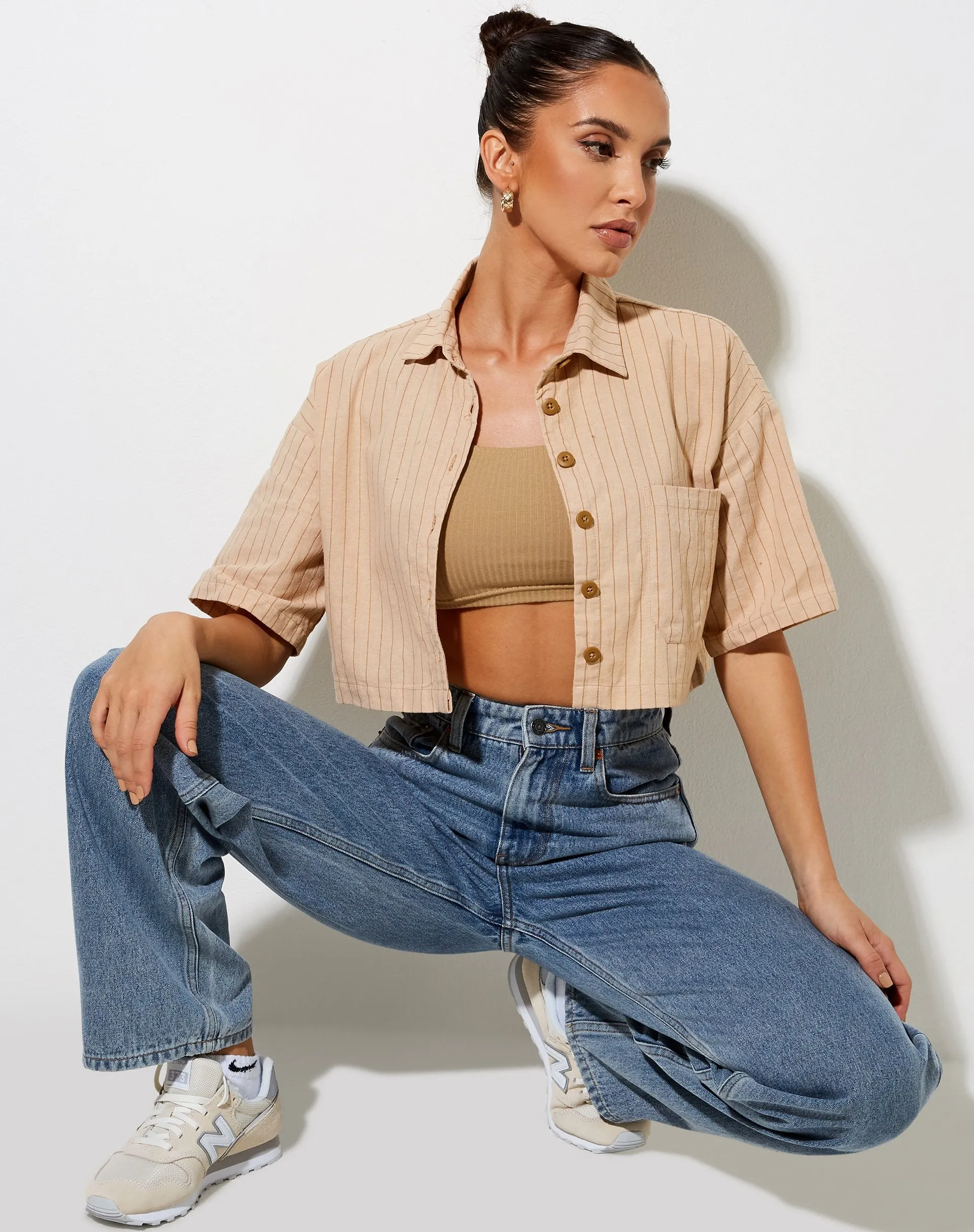 Marka Crop Top in Pencil Stripe