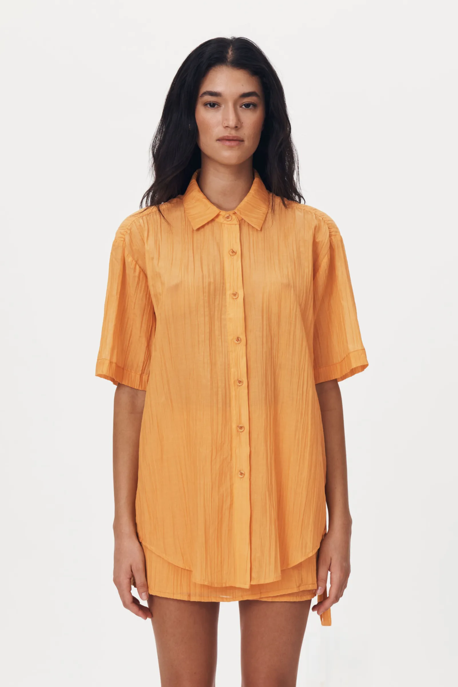 Mason Silk Shirt - Valencia Orange