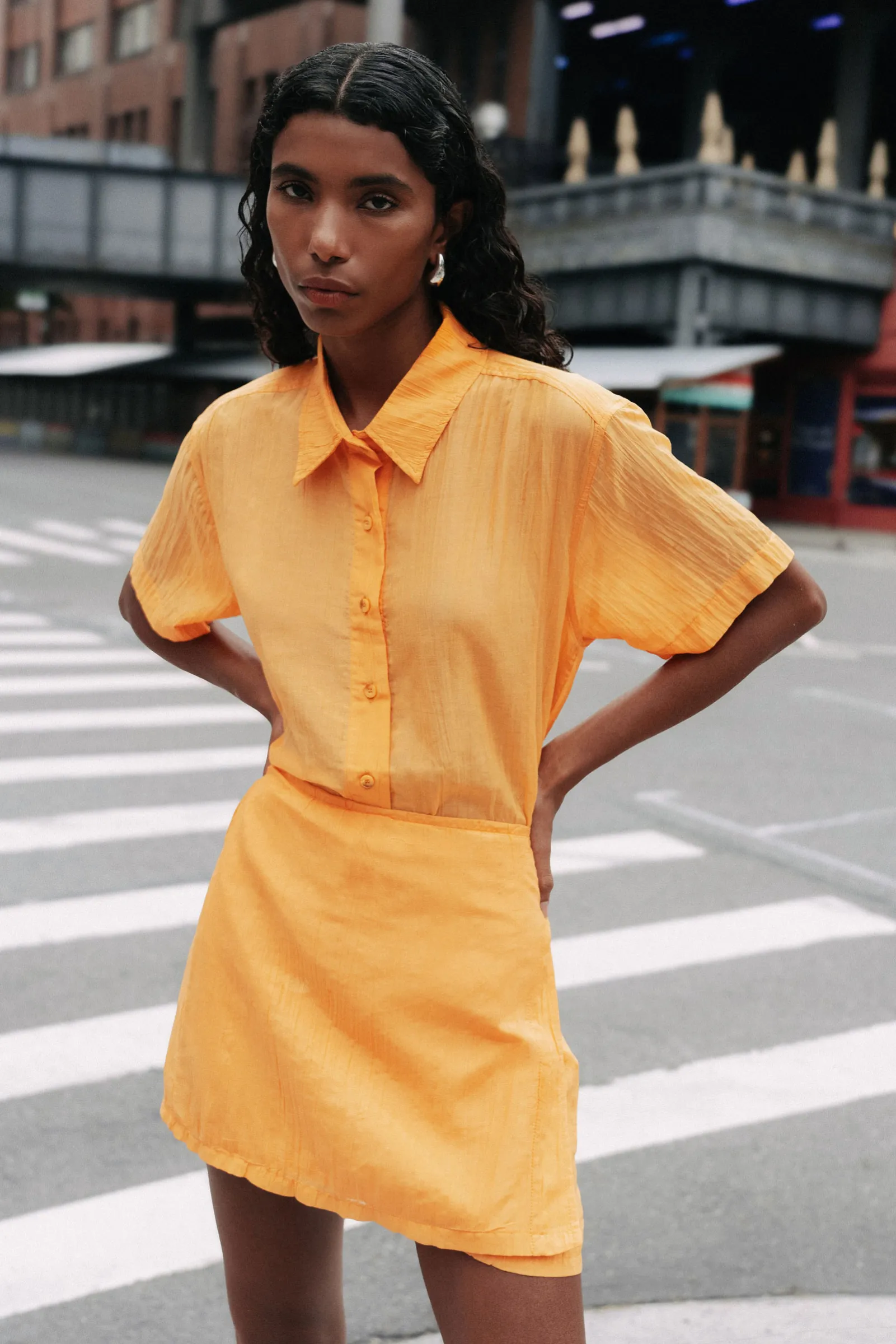 Mason Silk Shirt - Valencia Orange