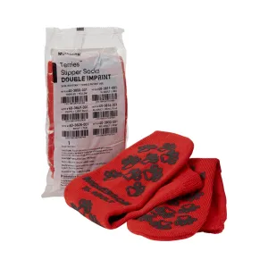 McKesson Terries™ Adult Slipper Socks, X-Large, Red