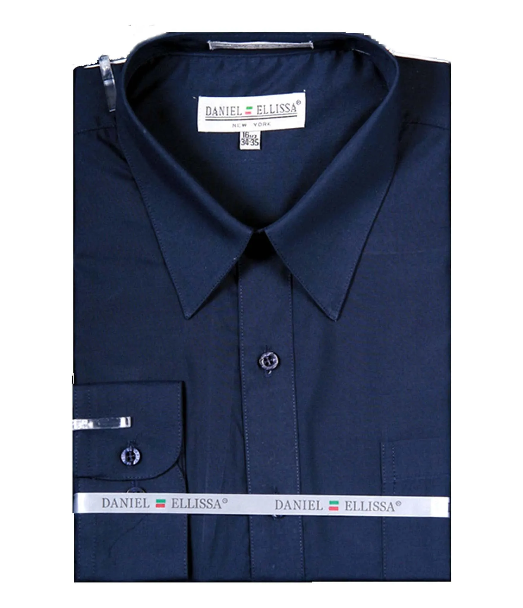 Men's Basic Dress Shirt  with Convertible Cuff -Color Navy