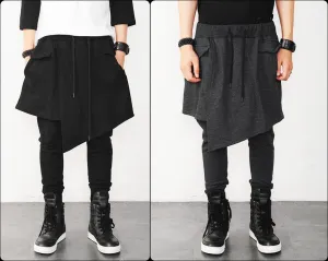 Men's Drop Crotch Kilt Wrap Jersey Owens Pants / Loose Casual Drop Crotch Harem Pants