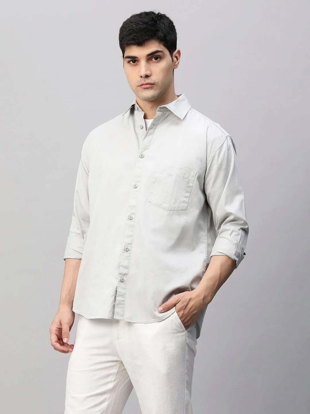 Mens Full Sleeve Shirt - Ash Grey