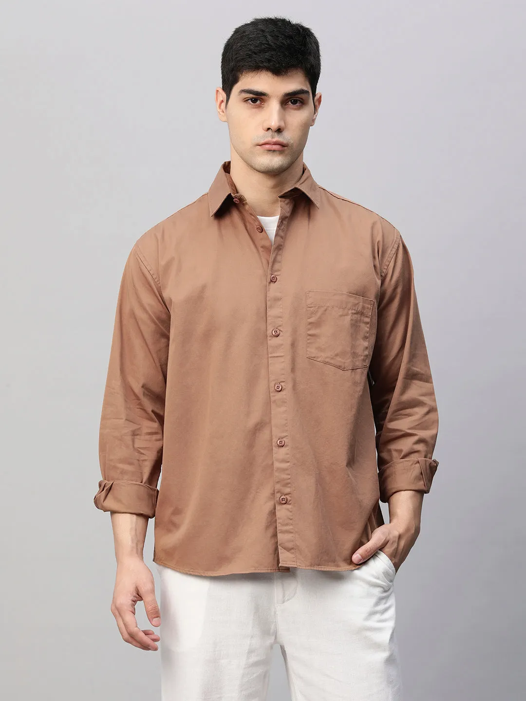 Mens Full Sleeves Shirt - Khaki