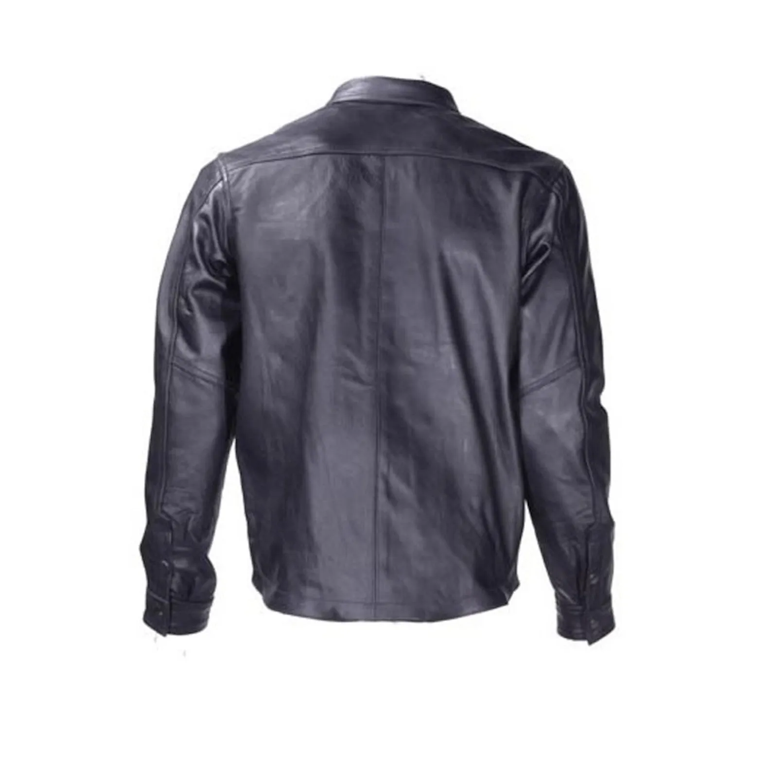 Mens Goatskin Leather Motorcycle Shirt With Concealed Carry Pockets