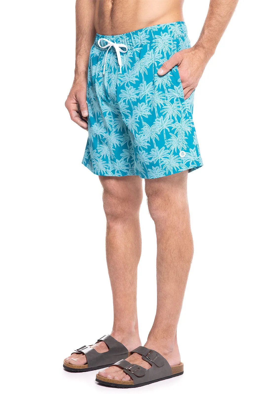 Men's Kahuna Swimming Shorts | Tahitian Teal Swaying Palms