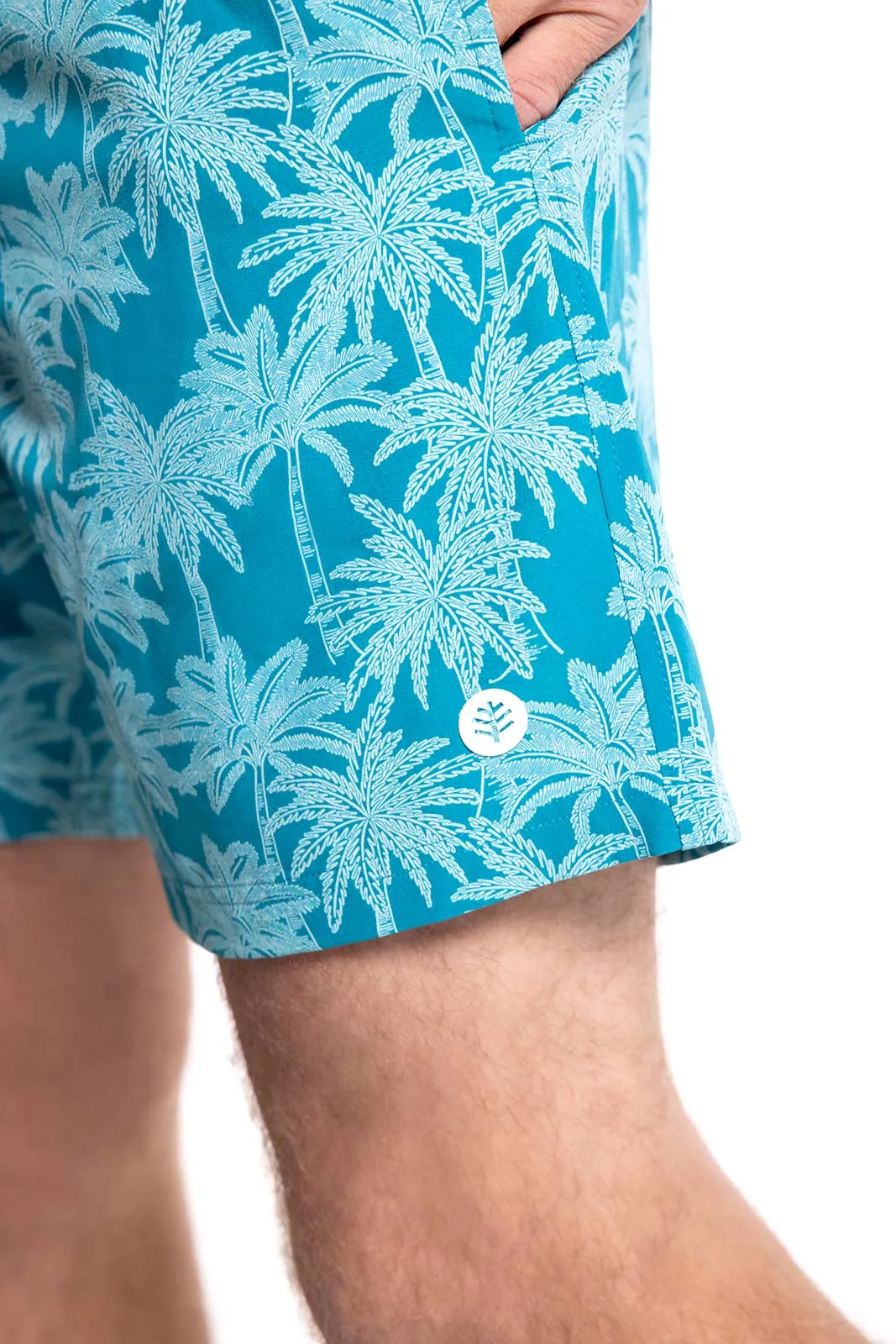 Men's Kahuna Swimming Shorts | Tahitian Teal Swaying Palms