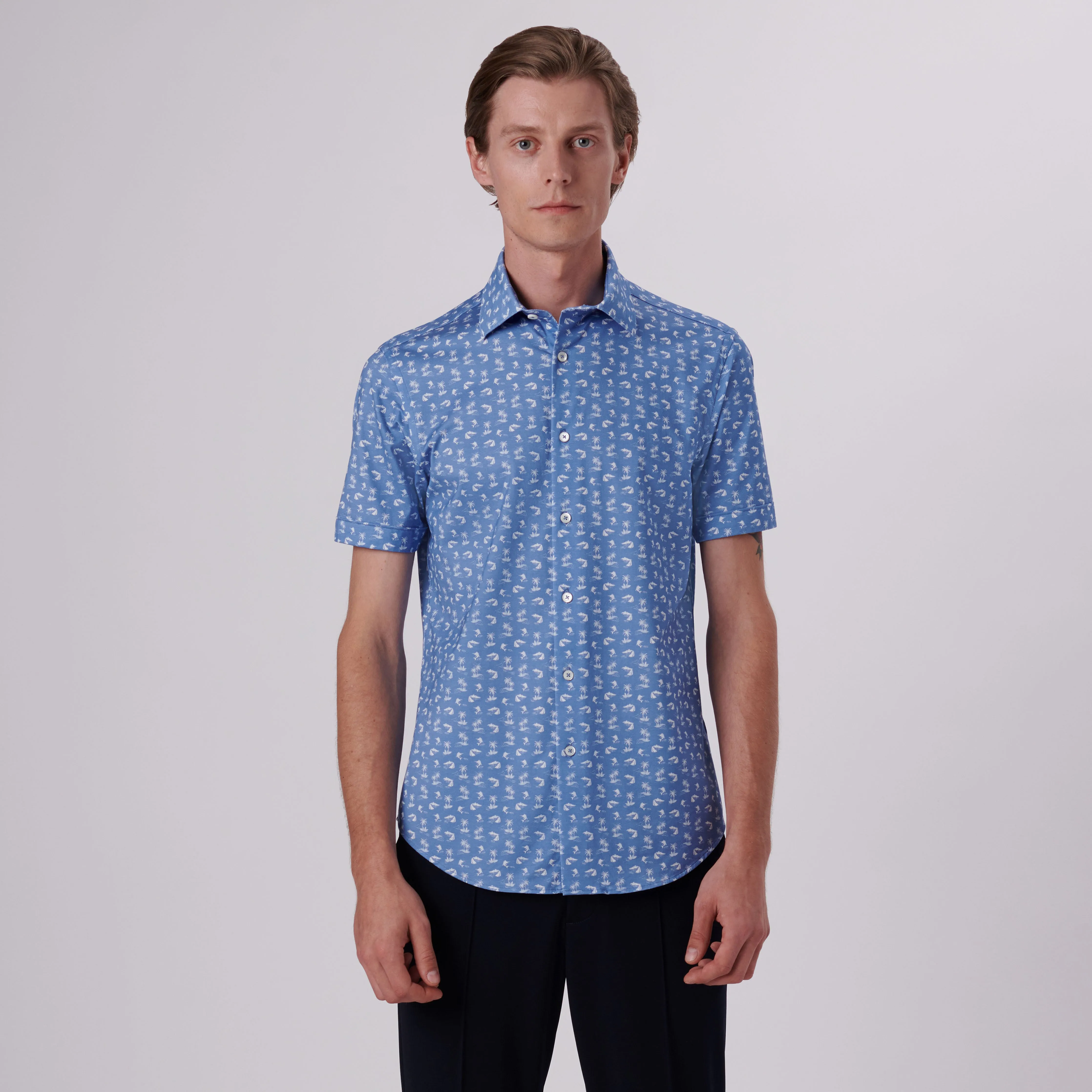 Miles Tropical Print OoohCotton Short Sleeve Shirt